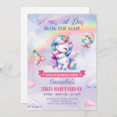 Pastellfarben mit Regenbogen und Herz Einladung (Vorne/Hinten)