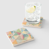 Pastellfarben Modernes Abstraktes geometrisches Mu Steinuntersetzer (Seitenansicht)