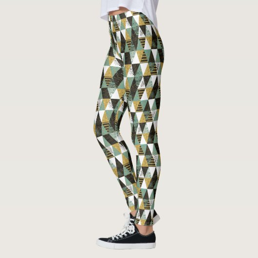 Pastellfarben Modernes geometrisches Dreiecksmuste Leggings (Links)