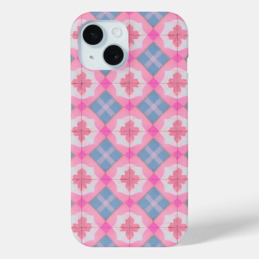 Pastellfarben-Muster Pink und Blue Phone Case (Rückseite)