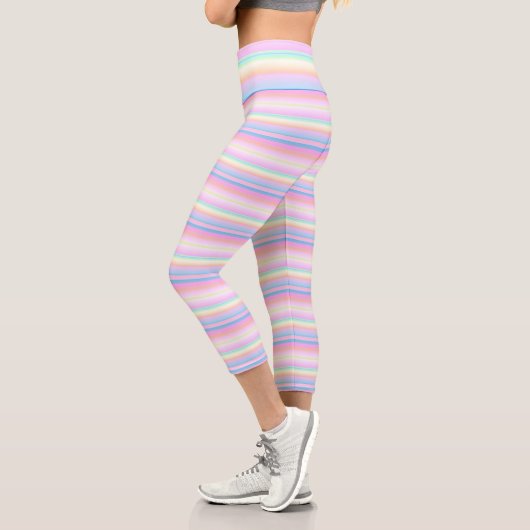 Pastellfarben niedlich gestreift capri leggings (Links)