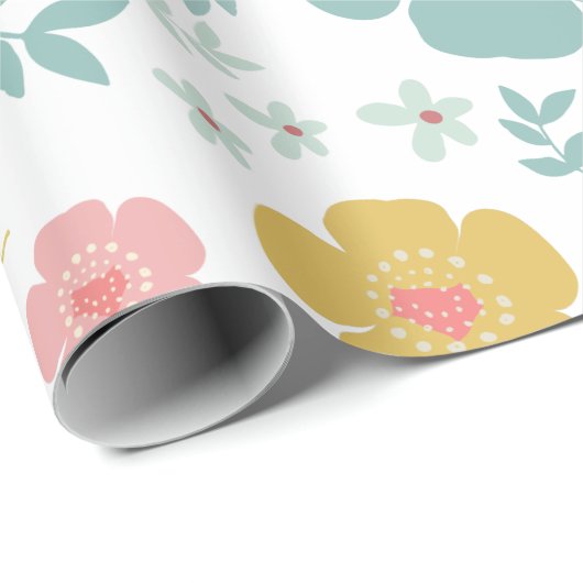 Pastellfarben Niedliche farbenfrohe Blume Muster Geschenkpapier (Rolleneckpunkt)