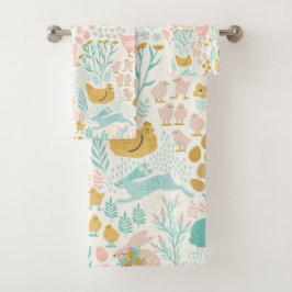 Pastellfarben Ostersymbolmuster Badhandtuch Set