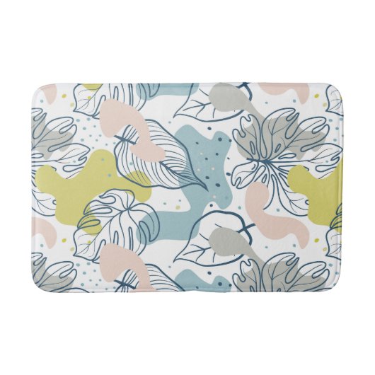 Pastellfarben Palmenfarben Blätter und Bio Formen Badematte (Vorderseite)