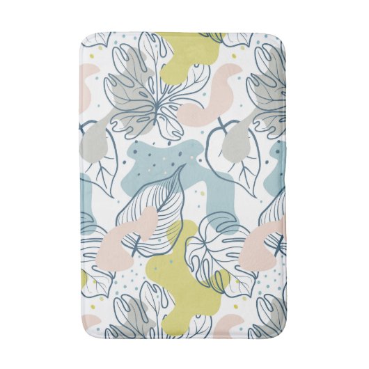 Pastellfarben Palmenfarben Blätter und Bio Formen Badematte (Vorderseite Vertikal)