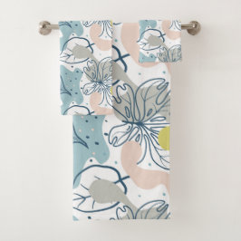 Pastellfarben Palmenfarben Blätter und Bio Formen Badhandtuch Set