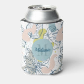 Pastellfarben Palmenfarben Blätter und Bio Formen Dosenkühler (Kanne Rückseite)