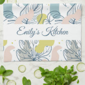 Pastellfarben Palmenfarben Blätter und Bio Formen Geschirrtuch (Gefaltet)