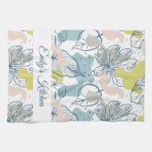 Pastellfarben Palmenfarben Blätter und Bio Formen Geschirrtuch (Horizontal)