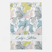 Pastellfarben Palmenfarben Blätter und Bio Formen Geschirrtuch (Vertikal)