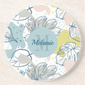 Pastellfarben Palmenfarben Blätter und Bio Formen Getränkeuntersetzer (Vorne)