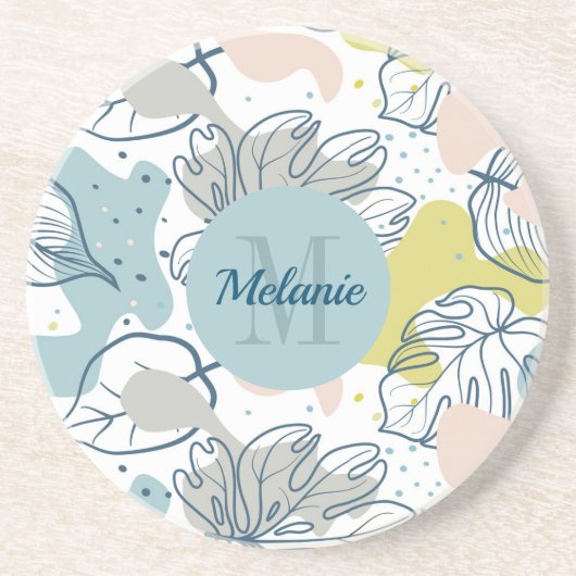 Pastellfarben Palmenfarben Blätter und Bio Formen Getränkeuntersetzer (Vorne)