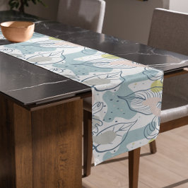 Pastellfarben Palmenfarben Blätter und Bio Formen Großer Tischläufer