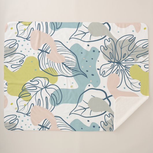 Pastellfarben Palmenfarben Blätter und Bio Formen Sherpadecke (Vorderseite (Horizontal))