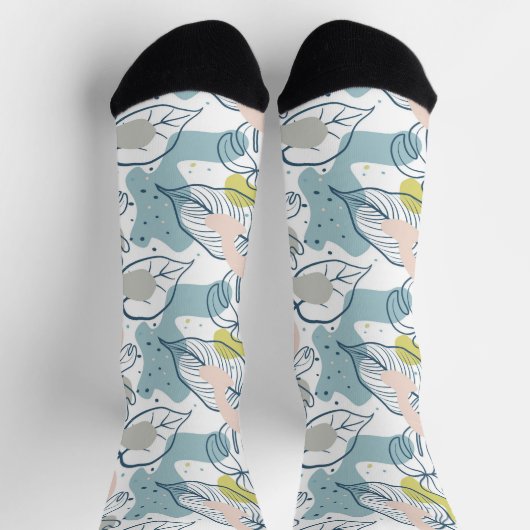 Pastellfarben Palmenfarben Blätter und Bio Formen Socken (Oben)