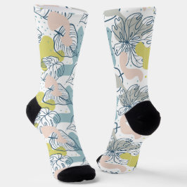 Pastellfarben Palmenfarben Blätter und Bio Formen Socken