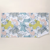 Pastellfarben Palmenfarben Blätter und Bio Formen Strandtuch (Vorderseite)