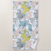 Pastellfarben Palmenfarben Blätter und Bio Formen Strandtuch (Vorderseite)