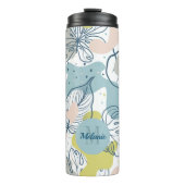 Pastellfarben Palmenfarben Blätter und Bio Formen Thermosbecher (Vorderseite)