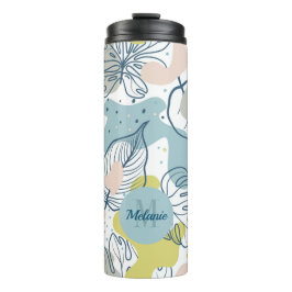 Pastellfarben Palmenfarben Blätter und Bio Formen Thermosbecher