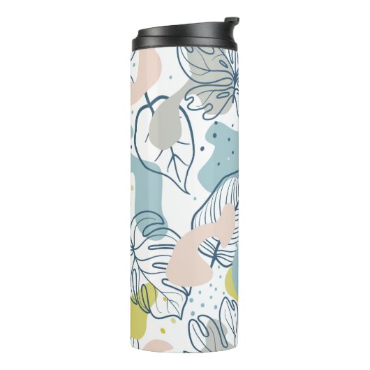 Pastellfarben Palmenfarben Blätter und Bio Formen Thermosbecher (Nach links gedreht)