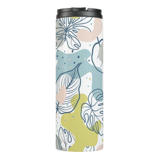 Pastellfarben Palmenfarben Blätter und Bio Formen Thermosbecher (Rückseite)