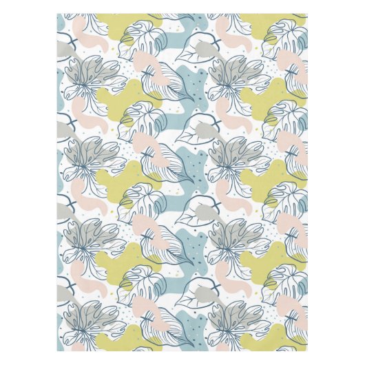 Pastellfarben Palmenfarben Blätter und Bio Formen Tischdecke (Vorderseite)