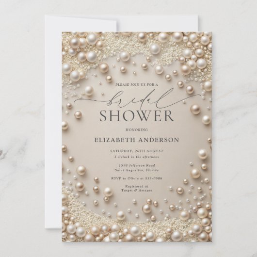 Pastellfarben Perlen mit Karo-Brautparty Einladung (Vorderseite)