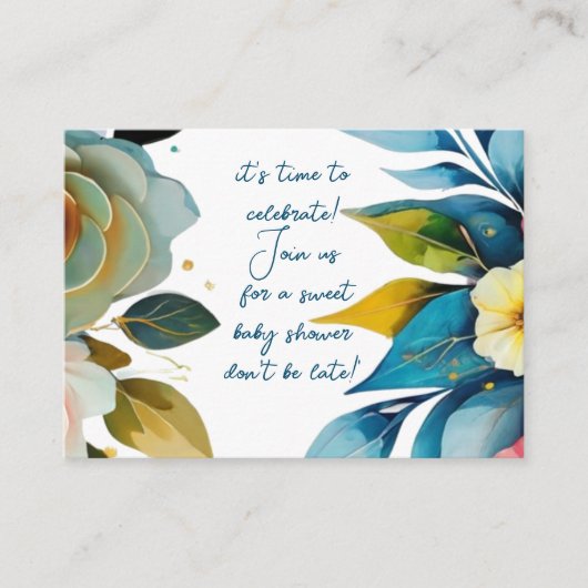 Pastellfarben phantastische Blumen Babydusche Begleitkarte (Vorderseite)