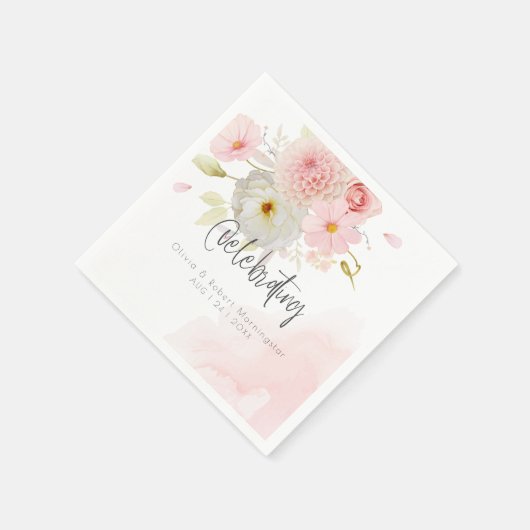 Pastellfarben Pink Mixed Blume Serviette (Ecke)