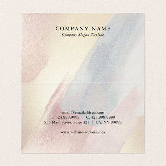 Pastellfarben Pinselstriche Hintergrund 2 Visitenkarten (Innenseite Aufgefaltet)