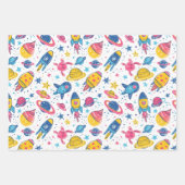 Pastellfarben Raumplaneten auf weißem Hintergrund Geschenkpapier Set (Vorderseite 3)