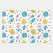 Pastellfarben Raumplaneten auf weißem Hintergrund Geschenkpapier Set (Vorderseite 2)