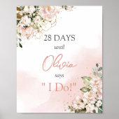 Pastellfarben-Rosa-Boho-Countdown Poster (Vorne)