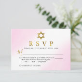Pastellfarben Rosa Gold Bat Mitzvah RSVP-Karte RSVP Karte (Stehend Vorderseite)
