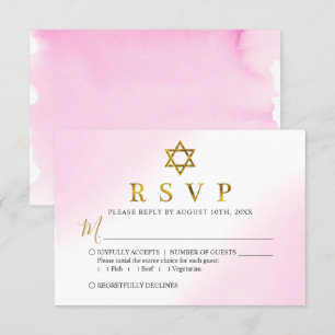 Pastellfarben Rosa Gold Bat Mitzvah RSVP-Karte RSVP Karte