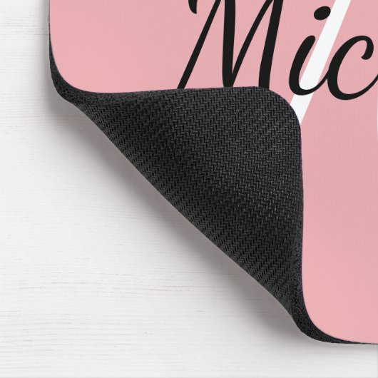 Pastellfarben, rosa und weiß, Name hinzufügen Mousepad (Ecke)