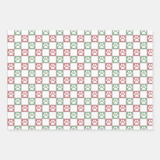 Pastellfarben Rot, Weiß und Grün Geschenkpapier Set (Vorderseite 2)