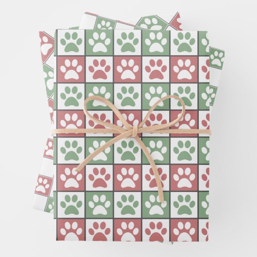 Pastellfarben Rot, Weiß und Grün Geschenkpapier Set (Beispiel)