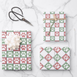 Pastellfarben Rot, Weiß und Grün Geschenkpapier Set