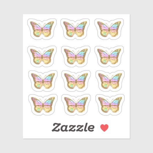 Pastellfarben Schmetterling Aufkleber (Blatt)