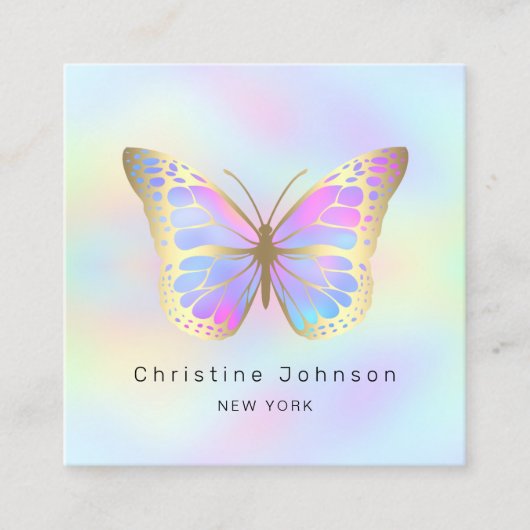 Pastellfarben Schmetterling Quadratische Visitenkarte (Vorderseite)