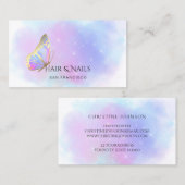 Pastellfarben Schmetterlingshaar und -nägel Visitenkarte (Vorne/Hinten)