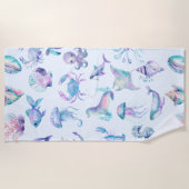 Pastellfarben Seetiermuster Strandtuch (Vorderseite)