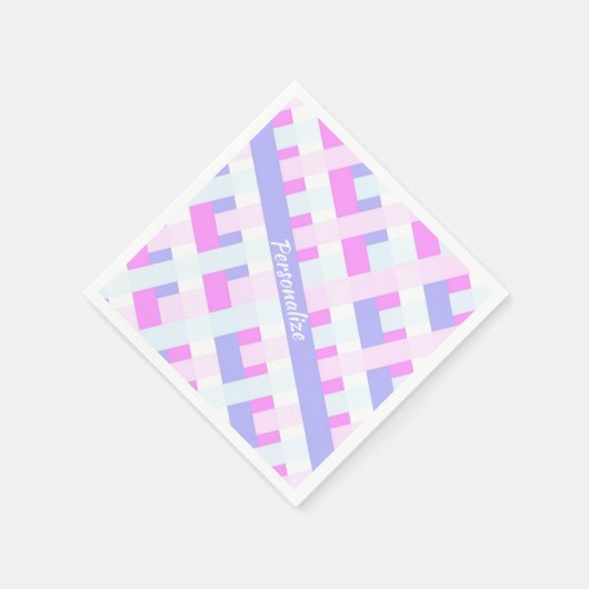 Pastellfarben Sommerfrühlingsstreifen personalisie Serviette (Ecke)