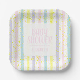 Pastellfarben Streifen Girl Babydusche Pappteller