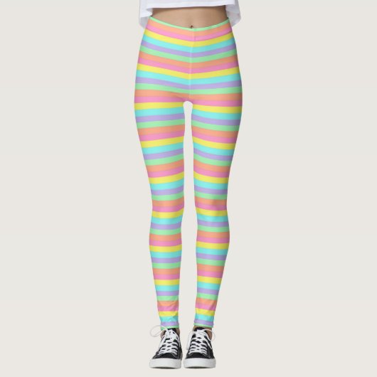 Pastellfarben Streifen Leggings (Vorderseite)