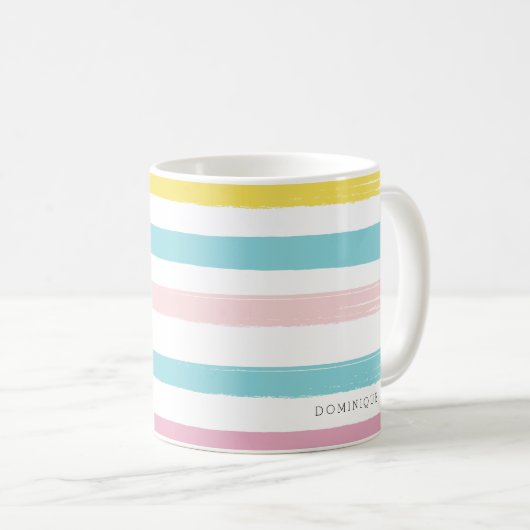 Pastellfarben Streifen Modern personalisierte Umar Kaffeetasse (VorderseiteRechts)