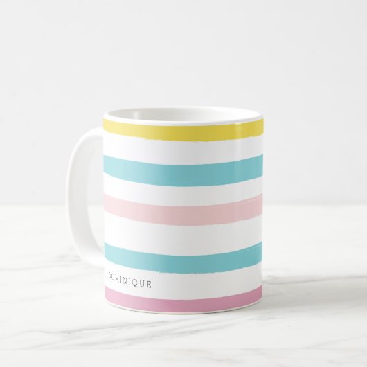 Pastellfarben Streifen Modern personalisierte Umar Kaffeetasse (Vorderseite Links)