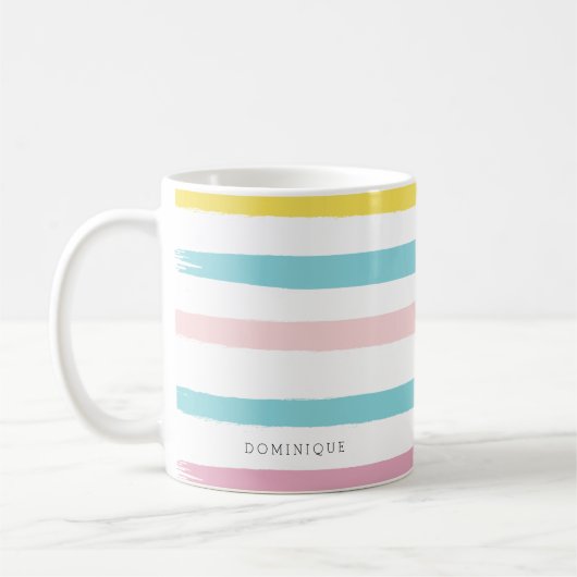 Pastellfarben Streifen Modern personalisierte Umar Kaffeetasse (Links)